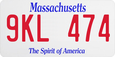 MA license plate 9KL474