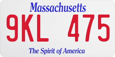 MA license plate 9KL475