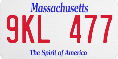 MA license plate 9KL477