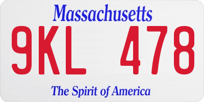 MA license plate 9KL478