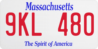 MA license plate 9KL480