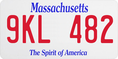 MA license plate 9KL482
