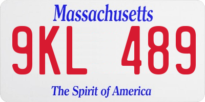MA license plate 9KL489