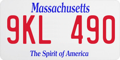 MA license plate 9KL490