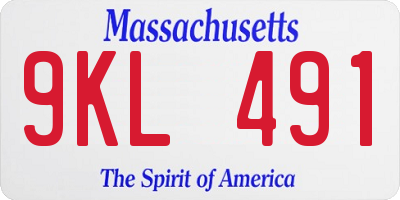 MA license plate 9KL491
