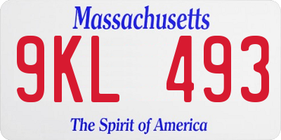 MA license plate 9KL493