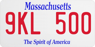 MA license plate 9KL500