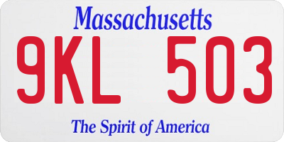 MA license plate 9KL503
