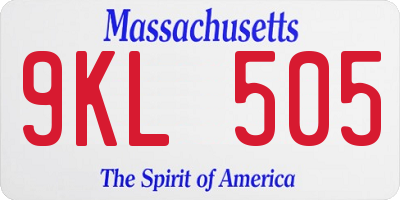 MA license plate 9KL505