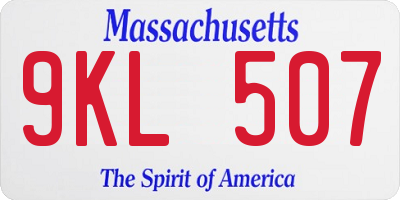 MA license plate 9KL507