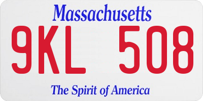 MA license plate 9KL508