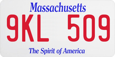 MA license plate 9KL509