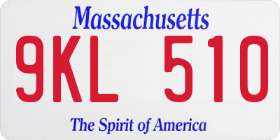 MA license plate 9KL510