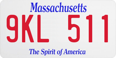 MA license plate 9KL511