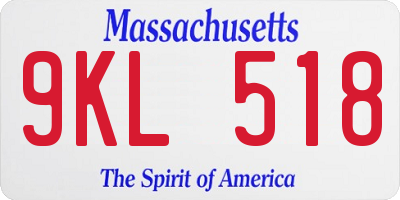 MA license plate 9KL518