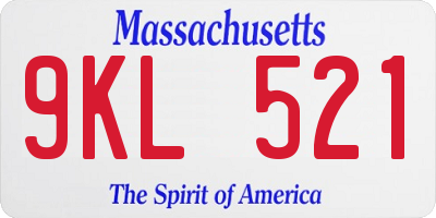 MA license plate 9KL521