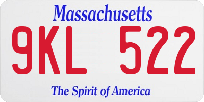 MA license plate 9KL522
