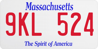 MA license plate 9KL524