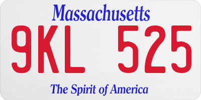 MA license plate 9KL525