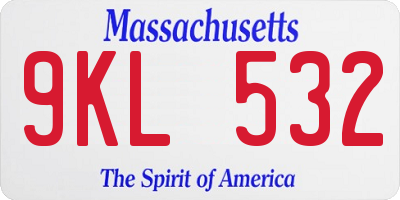 MA license plate 9KL532