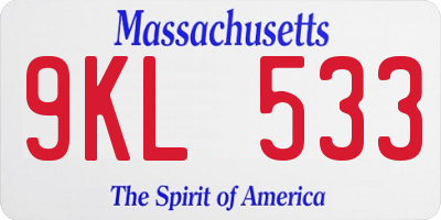 MA license plate 9KL533