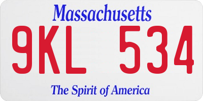 MA license plate 9KL534