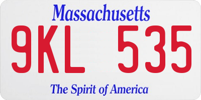 MA license plate 9KL535