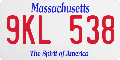 MA license plate 9KL538