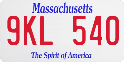 MA license plate 9KL540