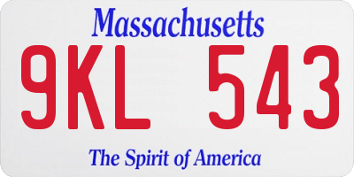 MA license plate 9KL543