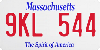 MA license plate 9KL544
