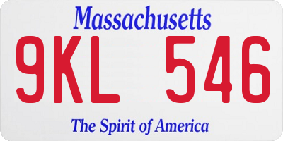 MA license plate 9KL546