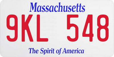 MA license plate 9KL548