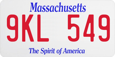 MA license plate 9KL549