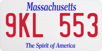 MA license plate 9KL553