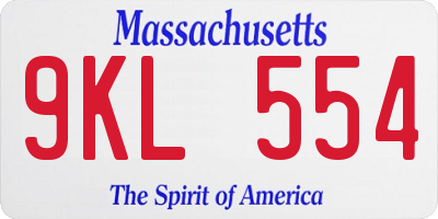 MA license plate 9KL554