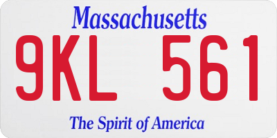 MA license plate 9KL561
