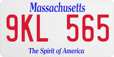 MA license plate 9KL565