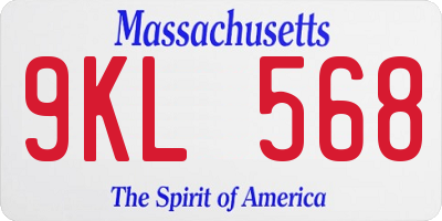 MA license plate 9KL568