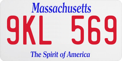 MA license plate 9KL569