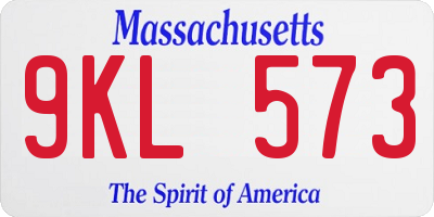MA license plate 9KL573