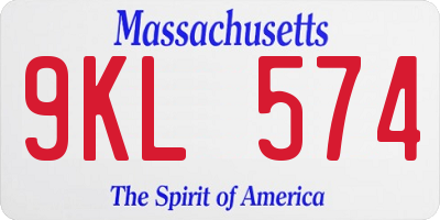 MA license plate 9KL574