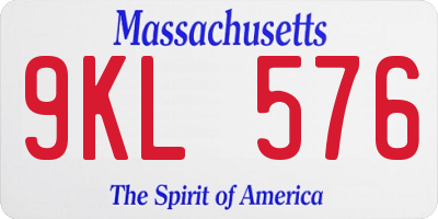 MA license plate 9KL576
