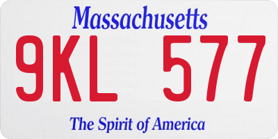 MA license plate 9KL577
