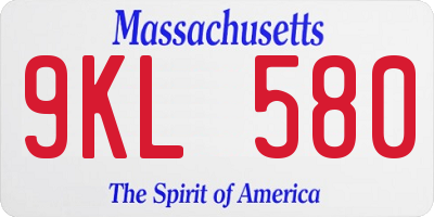 MA license plate 9KL580