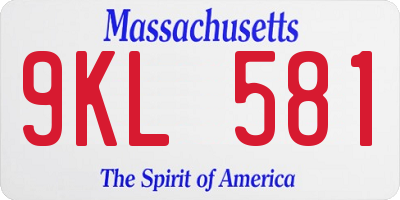 MA license plate 9KL581