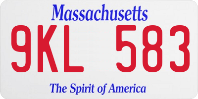 MA license plate 9KL583