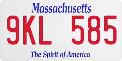 MA license plate 9KL585