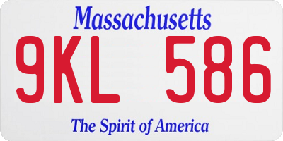MA license plate 9KL586