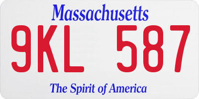 MA license plate 9KL587